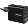 InLine USB PD -virtalähde, GaN-laturi, 3 porttia, USB-C + USB-A, 65 W, näytöllä