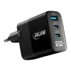 InLine USB PD -virtalähde, GaN-laturi, 3 porttia, USB-C + USB-A, 65 W, näytöllä