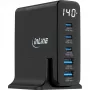 InLine USB PD -virtalähde, GaN-laturi, 5 porttia, USB-C + USB-A, 140W, näytöllä