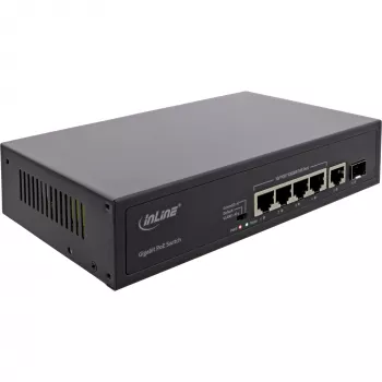 Hallitsematon kytkin InLine PoE+ Gigabit-verkkokytkin 5 porttia 4x PoE+ 1xSFP 1Gb/s pöytämalli