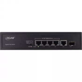 Hallitsematon kytkin InLine PoE+ Gigabit-verkkokytkin 5 porttia 4x PoE+ 1xSFP 1Gb/s pöytämalli