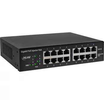 InLine PoE+ Gigabit-verkkokeskitin 8 porttia (8x PoE+), 1 Gbit/s, 19