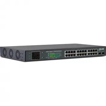 InLine PoE+ Gigabit-verkkokytkin 24 porttia, 1 Gb/s, 2xSFP, 19