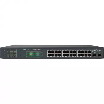 InLine PoE+ Gigabit-verkkokytkin 24 porttia, 1 Gb/s, 2xSFP, 19