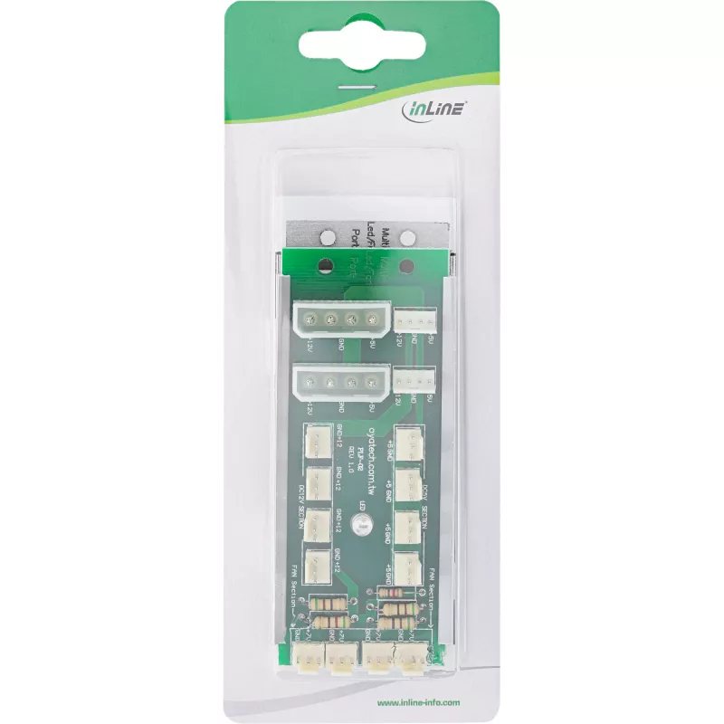 InLine Multi Port -paneeli 2x Molex 4 Pin 12 x 3 Pin tuuletinliittimeen 12 tuulettimelle