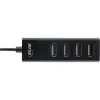 InLine USB 2.0 4-porttinen keskitin, Type-A-uros 4x Type-A-naaras, musta, 30 cm, ohut