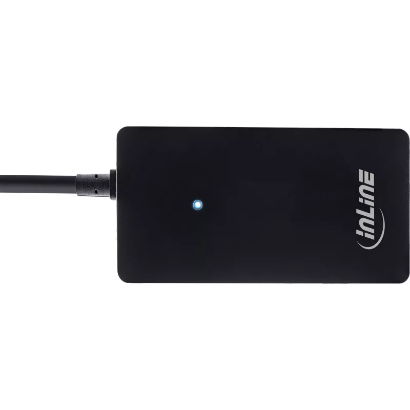 InLine USB 2.0 4-porttinen keskitin, Type-A-uros 4x Type-A-naaras, musta, 30 cm