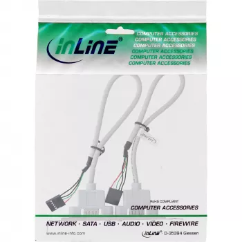 InLine korttipaikkasovitin 2x USB 2.0 Type-A -liitin 2x 5-pin sisäiseen liittimeen 0,3m
