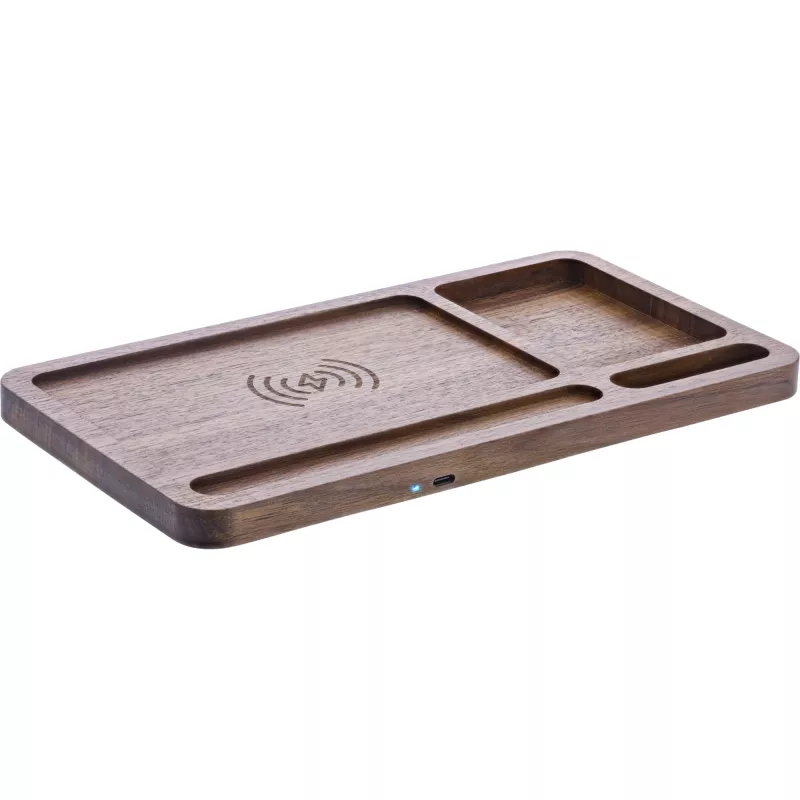 Organizer InLine WoodCharge Qi-latauspinnalla ja USB-virtalähteellä