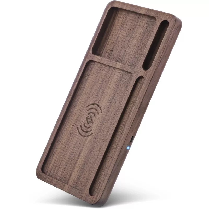 Organizer InLine WoodCharge Qi-latauspinnalla ja USB-virtalähteellä