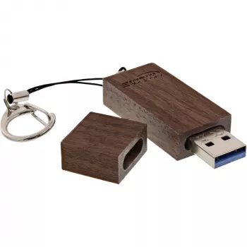 InLine USB 3.0 flash-asema, saksanpähkinäpuu, avaimenperällä, 8 GB