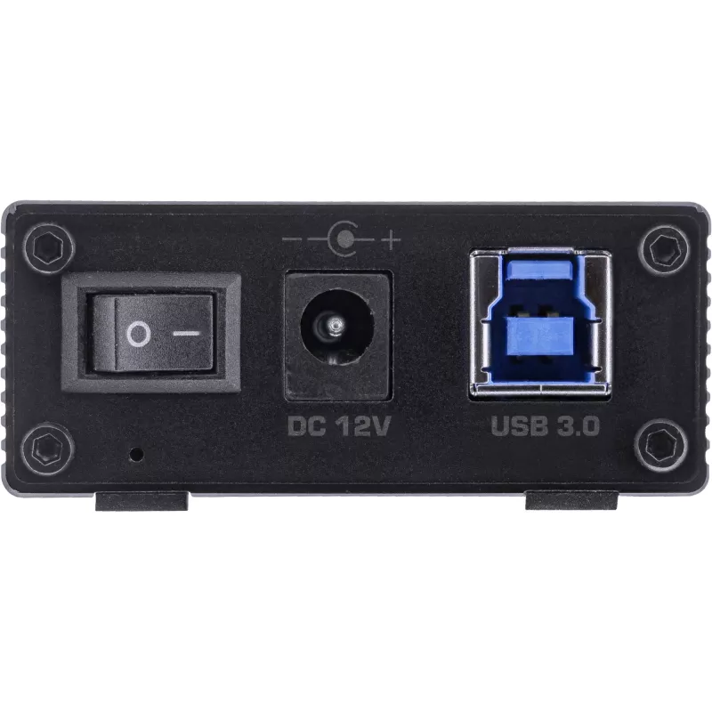 InLine USB 3.2 Gen.1 7 portin keskitin alumiinikotelolla ja 2,5A virtalähteellä, musta