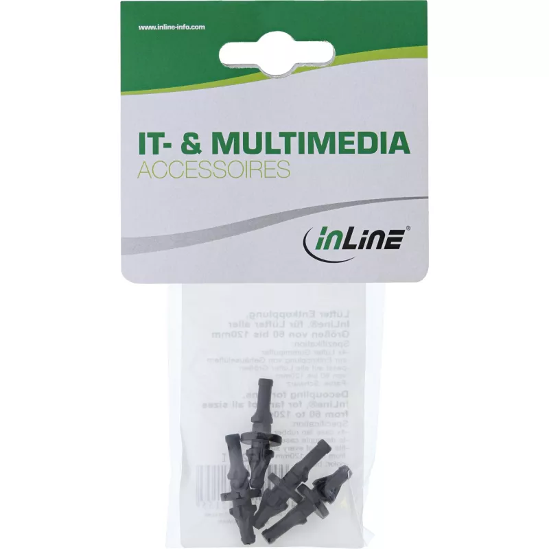 InLine tuulettimen tärinänvaimennin, kaikenkokoisille tuulettimille 60–120 mm, 4 kpl pakkaus
