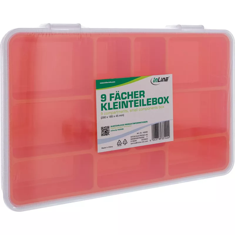 InLine pienosalaatikko, 9 lokeroa, 290x185x45mm, oranssi