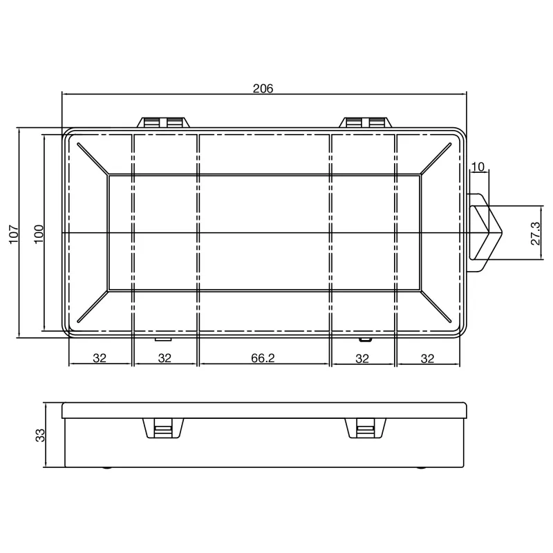 InLine pienosalaatikko, 5 lokeroa, 206x107x33mm, läpinäkyvä