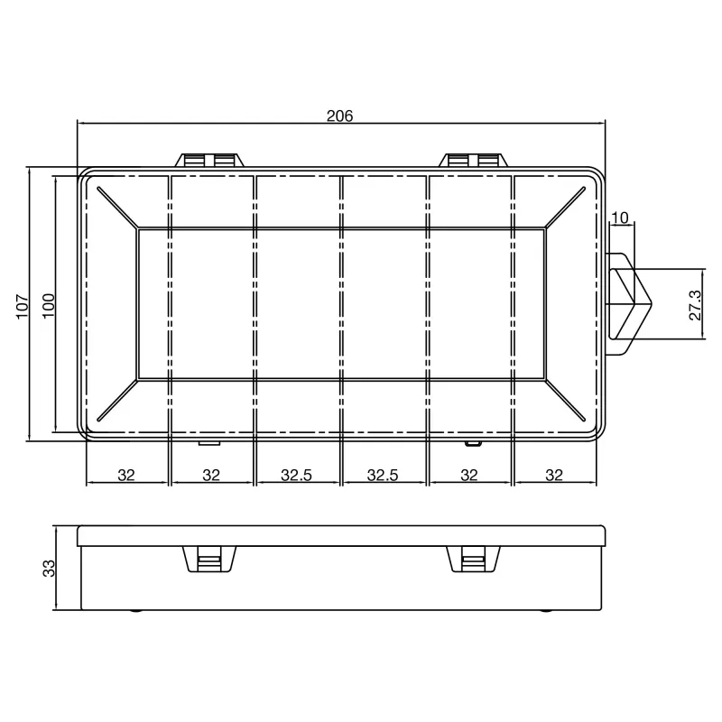 InLine pienastialaatiikko, 6 lokeroa, 206x107x33mm, läpinäkyvä
