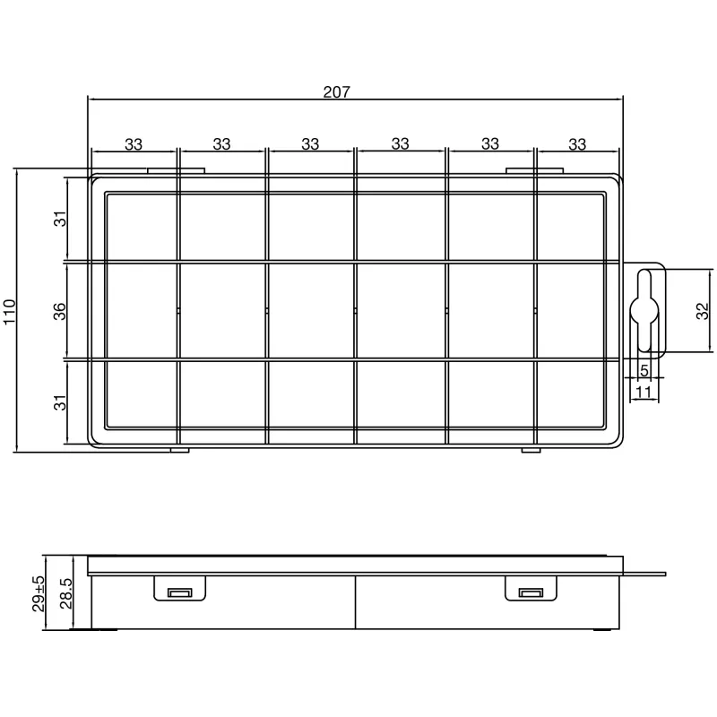 InLine pienosalaatikko, 18 lokeroa, 207x110x27mm, läpinäkyvä
