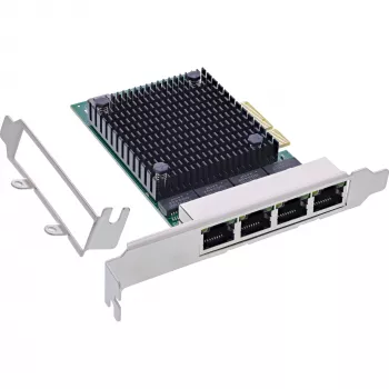 InLine Quad Gigabit -verkkokortti, 4x RJ45 2,5 Gbit/s, PCIe x4, sis. LP-paneelin