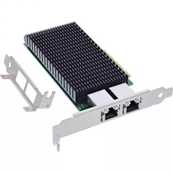 InLine Dual 10-Gigabit -verkkokortti, 2x RJ45 10Gb/s, PCIe x8, sis. LP-kiinnikkeen