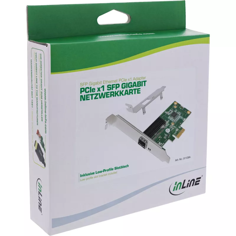 InLine Gigabit-verkkokortti, 1x SFP, PCIe x1, sis. Low-Profile-paneelin