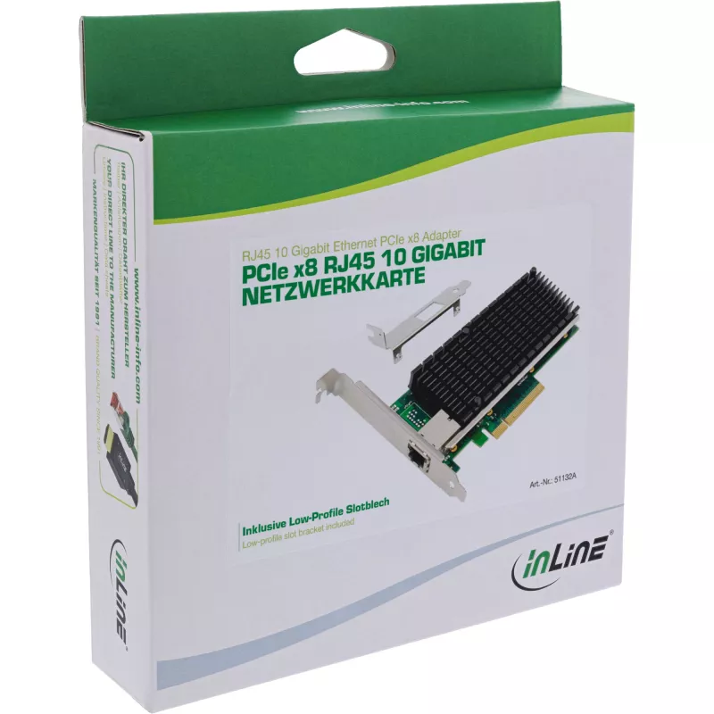 InLine 10-Gigabit-verkkokortti, 1x RJ45 10Gb/s, PCIe x8, sis. LP-paneelin
