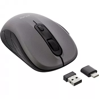 InLine hiiri 3-in-1, Bluetooth + 2x 2,4 GHz, 5 painiketta, optinen, harmaa/musta