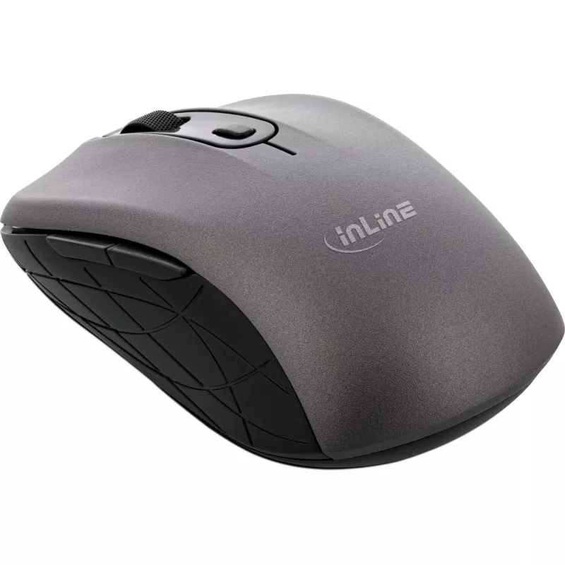 InLine hiiri 3-in-1, Bluetooth + 2x 2,4 GHz, 5 painiketta, optinen, harmaa/musta