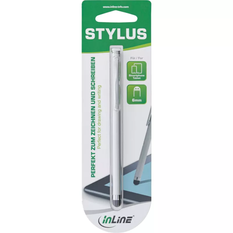 InLine stylus, kynä älypuhelinten ja tablettien kosketusnäytöille, hopea
