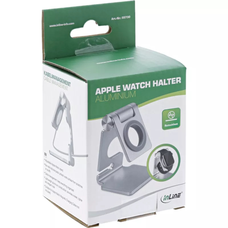 Teline InLine alumiininen pidike Apple Watchille hopea