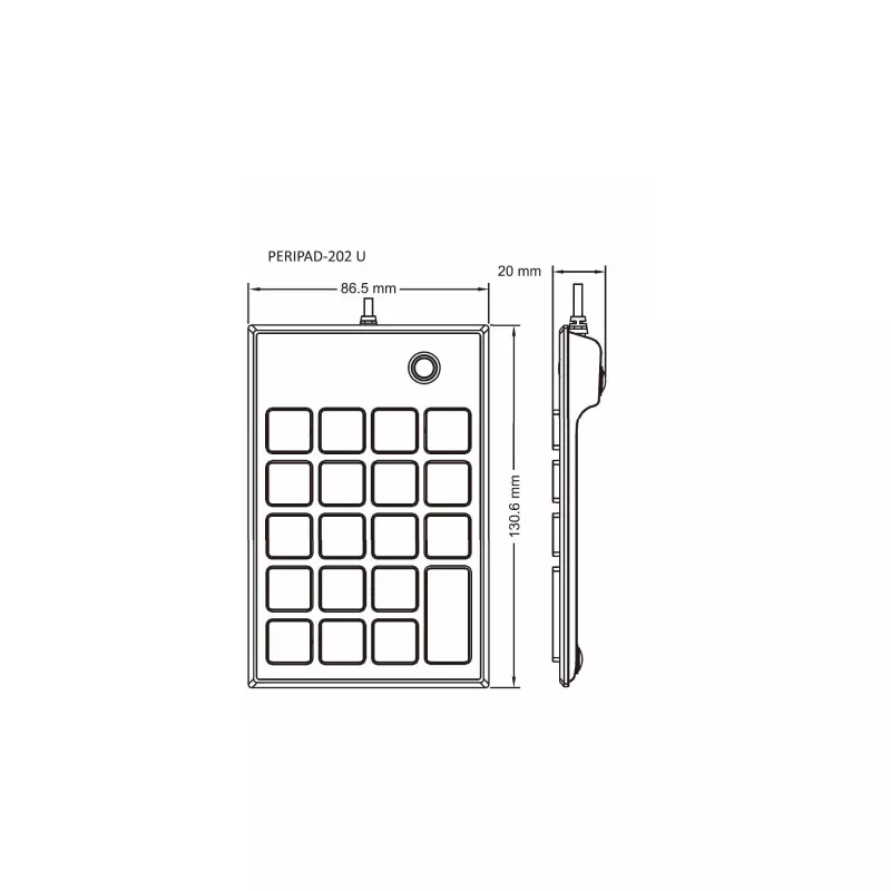 Perixx PERIPAD-202U numeronäppäimistö USB-A musta (57161E)
