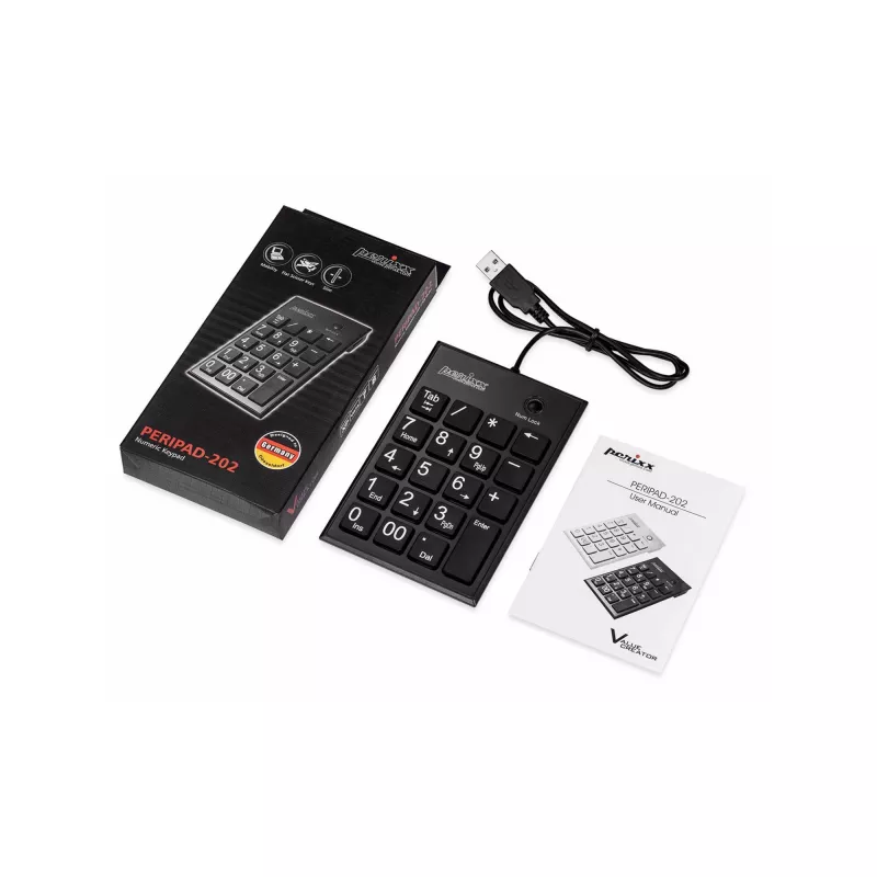 Perixx PERIPAD-202U numeronäppäimistö USB-A musta (57161E)
