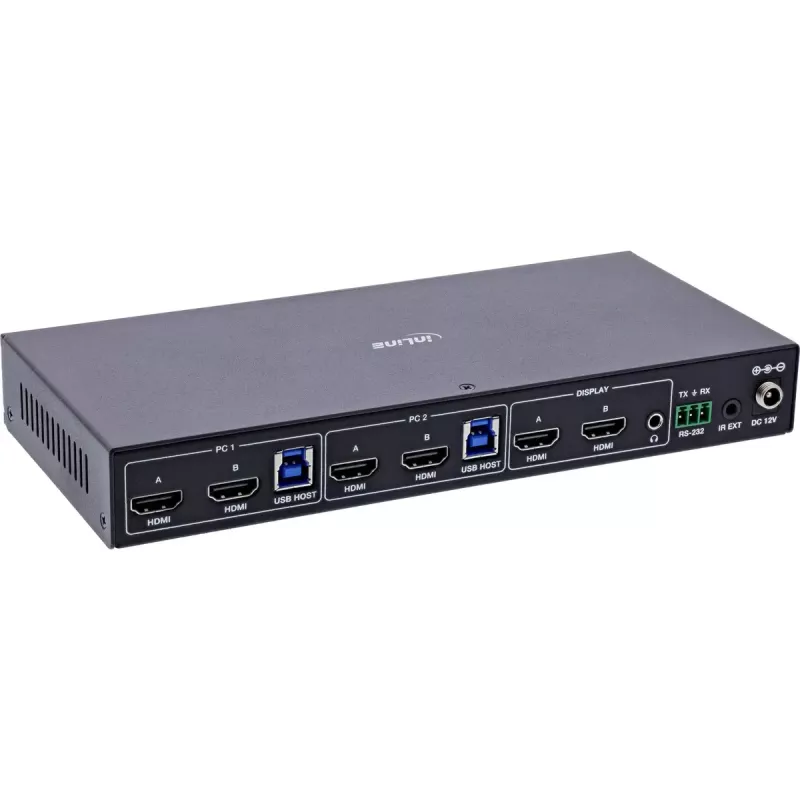 InLine 57885F KVM-kytkin, 2-tie, HDMI, 4K60Hz, kaksi näyttöä