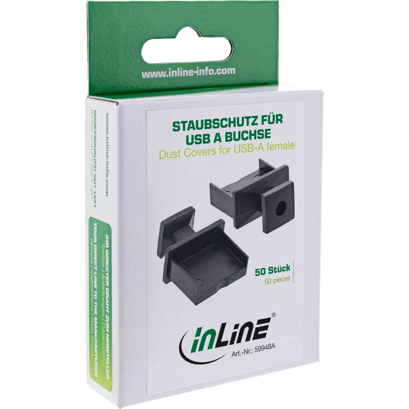 Pölysuojat USB-A-liitäntään InLine 59948A musta 50 kpl