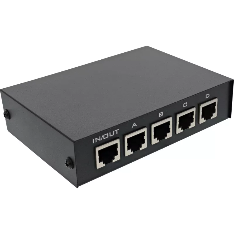 InLine RJ45-kytkin manuaalinen 1–4, 5x RJ45-liitäntä Fast Ethernet