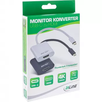 InLine USB-näyttömuunnin, USB-C-pistoke HDMI-liitäntään (DP Alt Mode), 4K/60Hz