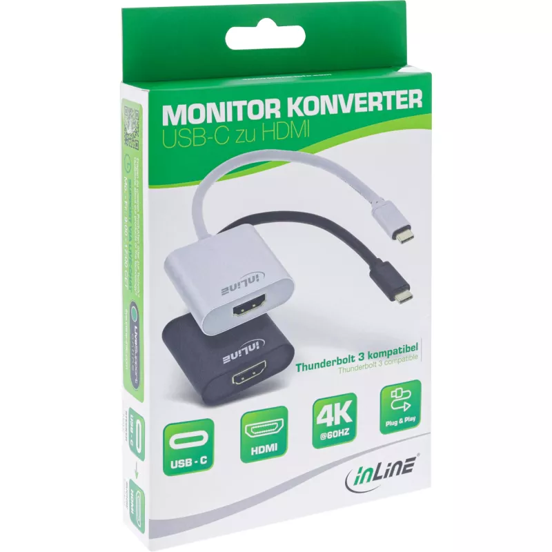 InLine USB-näyttömuunnin, USB-C-pistoke HDMI-liitäntään (DP Alt Mode), 4K/60Hz