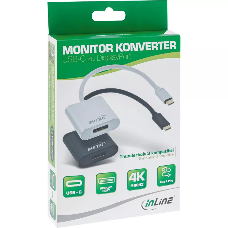 USB-näyttösovitin InLine 64102S USB-C DisplayPort 4K 60Hz