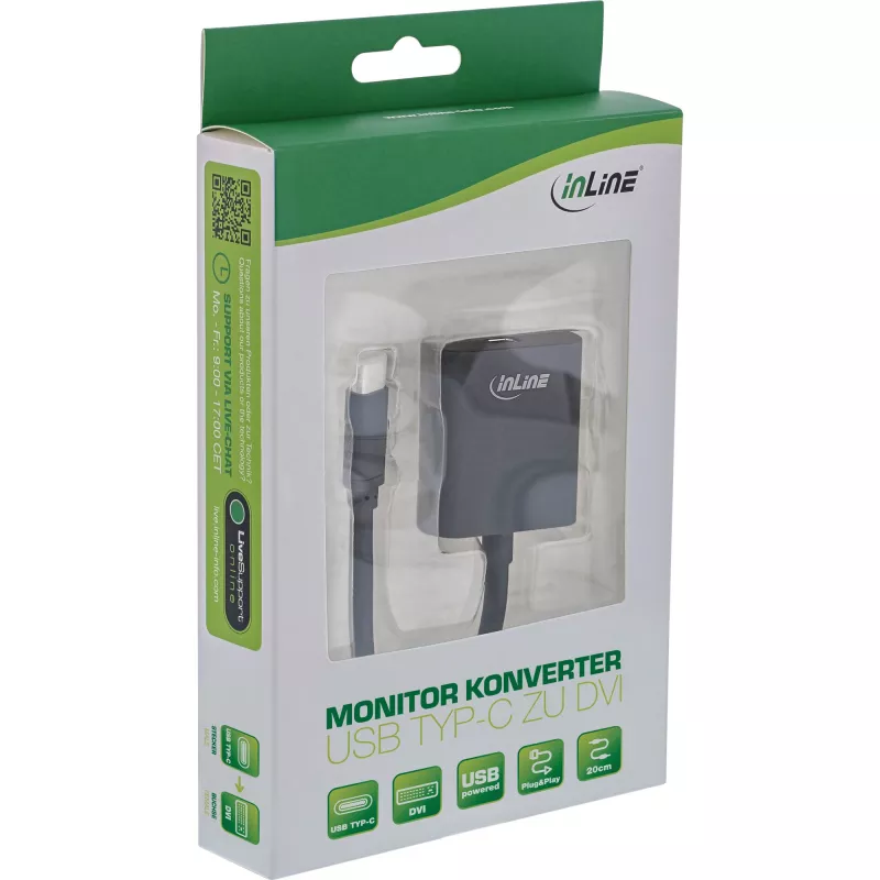 USB-näyttömuunnin InLine 64103B USB-C-pistoke DVI-liitäntään