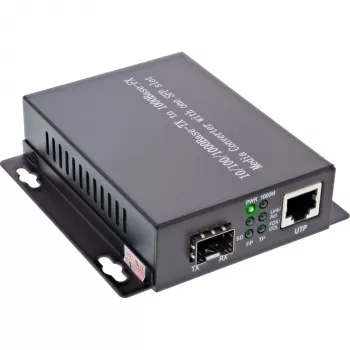 InLine verkkomediakonvertteri 10/100/1000 Mb/s TP–SFP kuitu, SM, 20 km