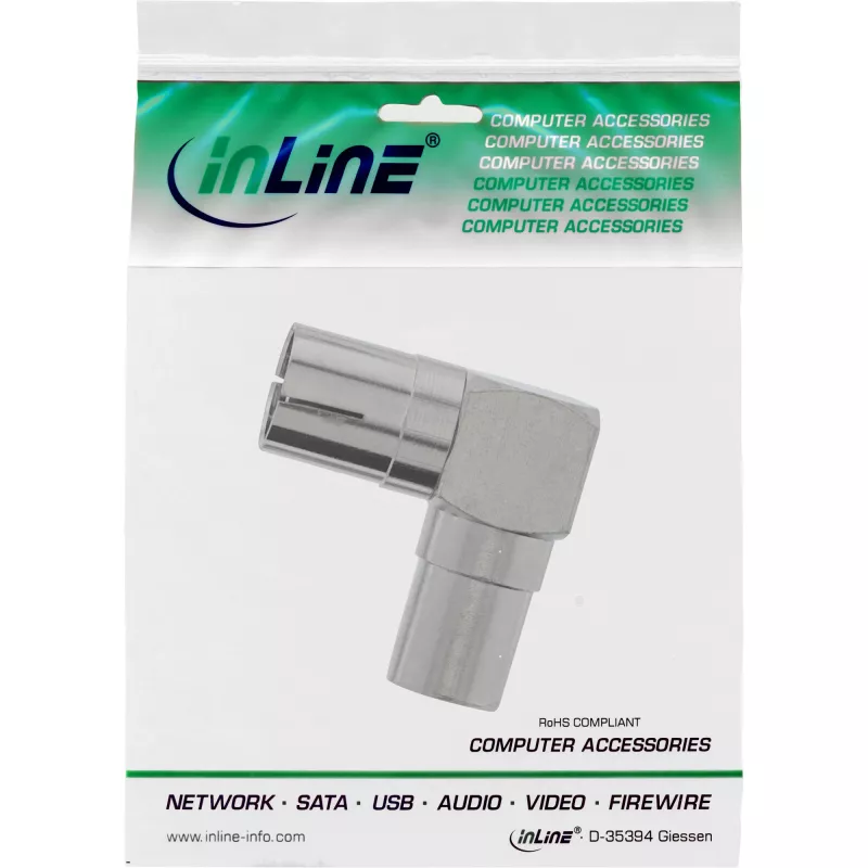 InLine antenni-koaksiaaliadapteri IEC-urosliitin – liitin kulma metalli 69915M