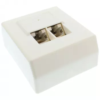 InLine Cat.5e verkkorasia 2x RJ45 pinta-asennus valkoinen RAL9010