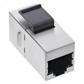 InLine RJ45-moduuli liitin-liitin SNAP-In Cat.6 STP, musta/hopea
