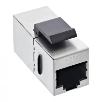 InLine RJ45-moduuli liitin-liitin SNAP-In Cat.6 STP, musta/hopea