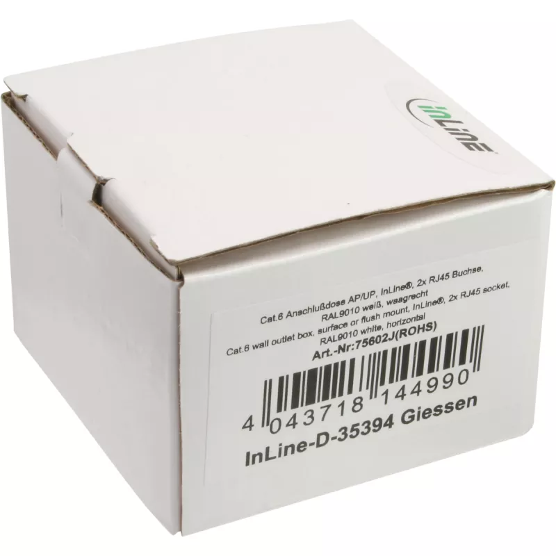 InLine 75602K seinäliitäntärasia, pinta- tai uppoasennus, 2x RJ45 pystysuora