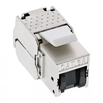 InLine RJ45 Keystone Jack Snap-In -moduuli Cat.6a, pölysuojakannella musta