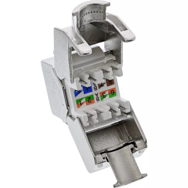 InLine RJ45 Keystone Jack Snap-In -moduuli Cat.8.1 litteä metallinen 1 kpl