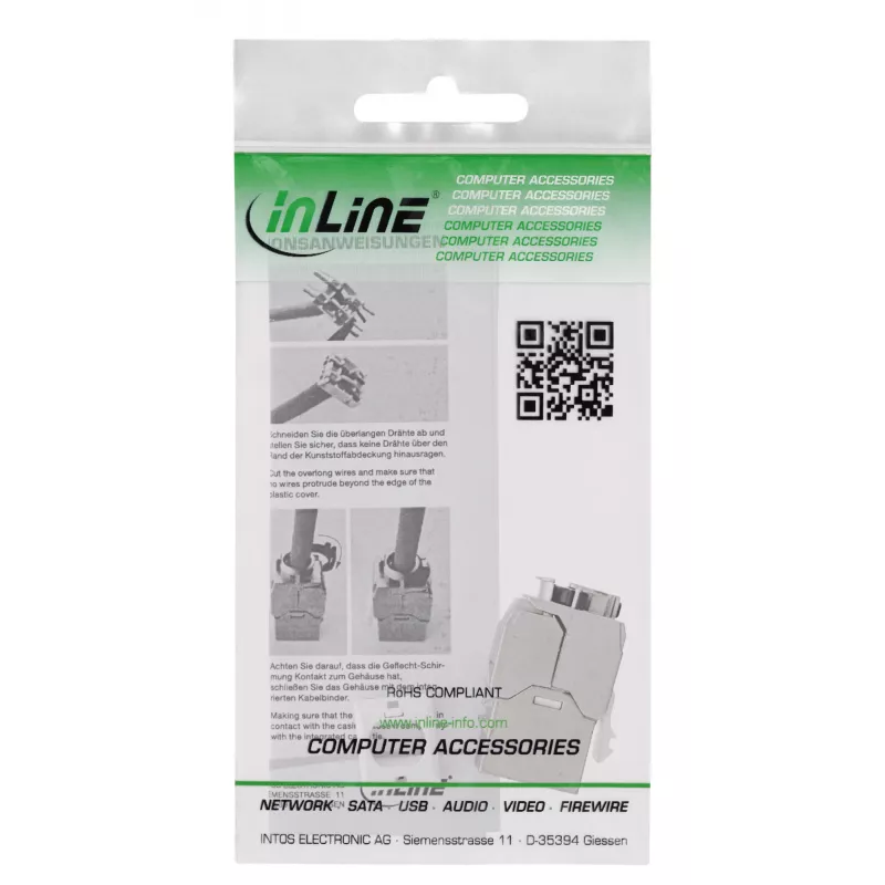 InLine Keystone RJ45-liitin ohut, SNAP-In, Cat.8.1, integroitu kaapeliside