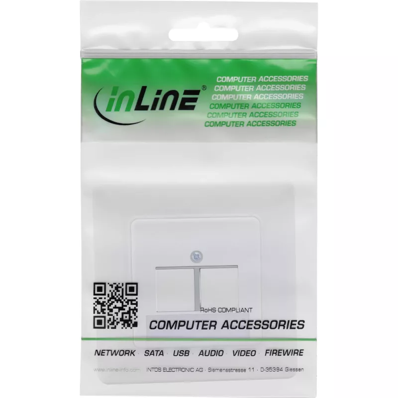 InLine kehyssarja 2x RJ45 Keystone SNAP-In 90°, valkoinen RAL9010