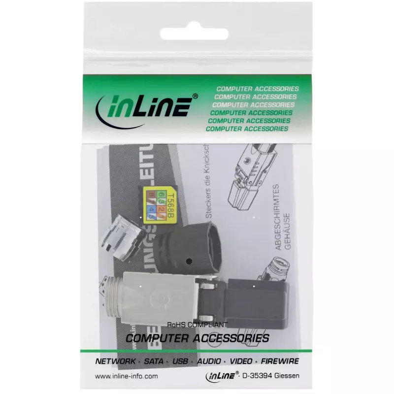 InLine RJ45-liitin Cat.6A 500MHz, kenttäasennettava, suojattu, ruuvikannella