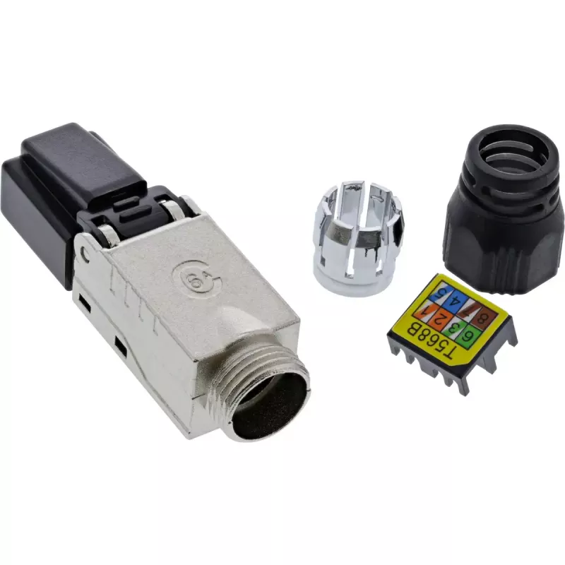 InLine RJ45-liitin Cat.6A 500MHz, kenttäasennettava, suojattu, ruuvikannella